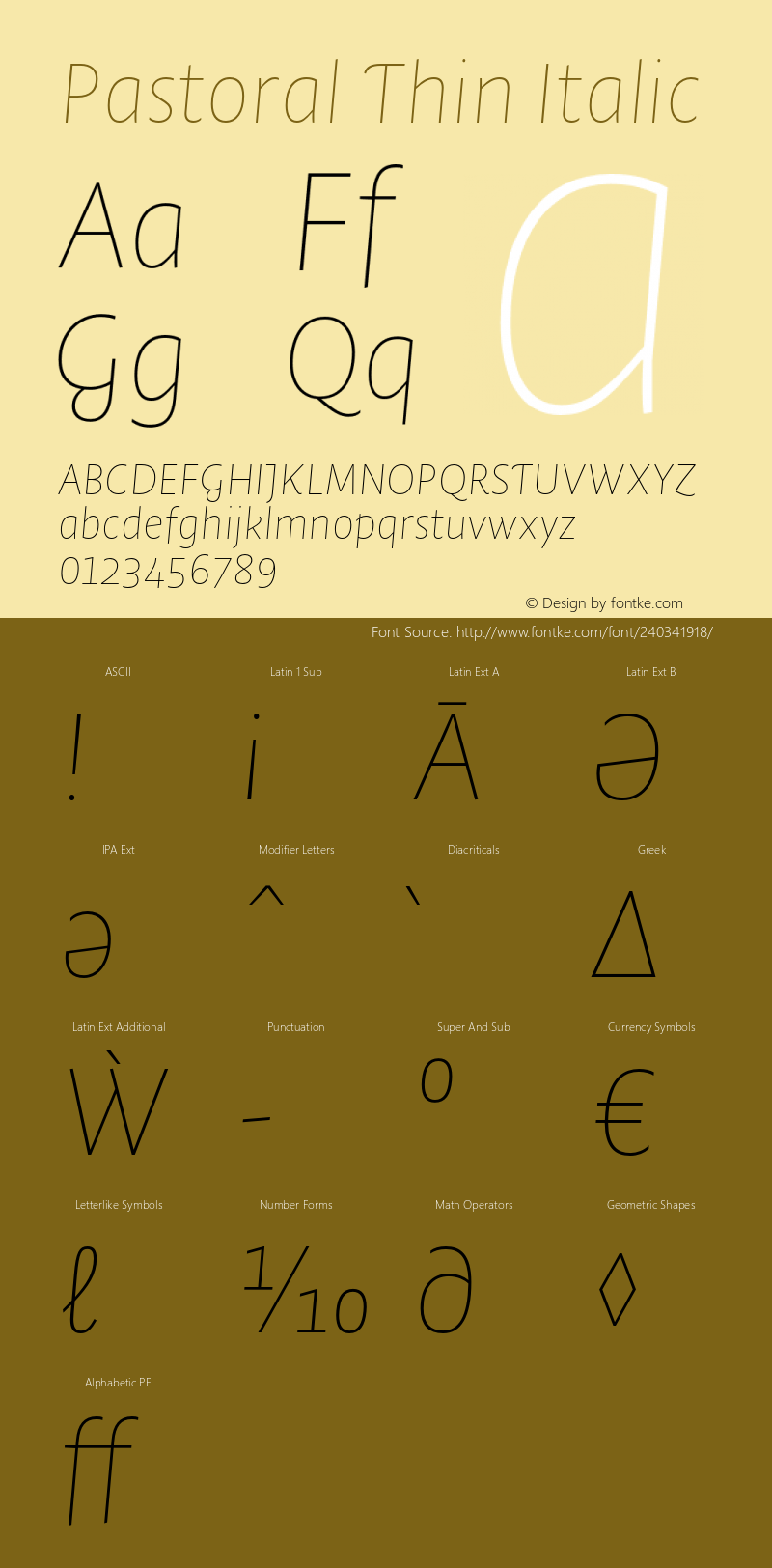 Pastoral Thin Italic Version 1.00图片样张