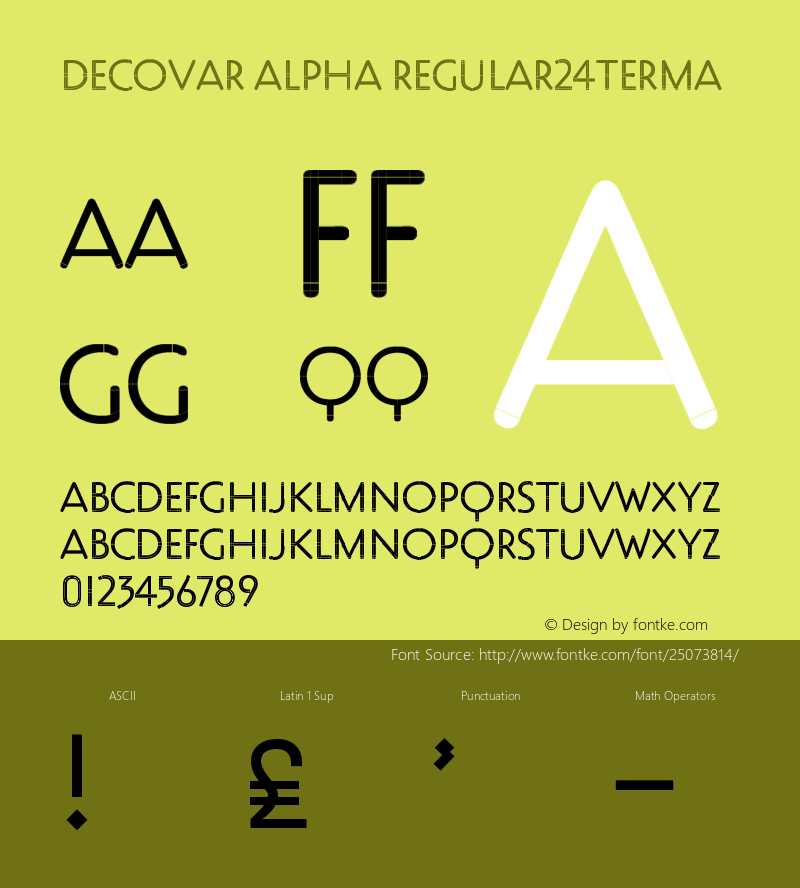 Decovar Alpha Regular24TermA Version 0.000 Font Sample