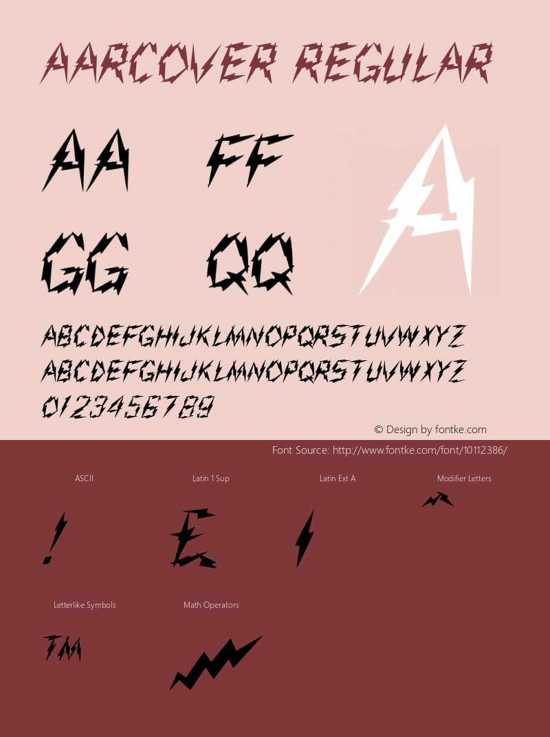 Aarcover Regular Altsys Fontographer 3.5  7/30/92 Font Sample