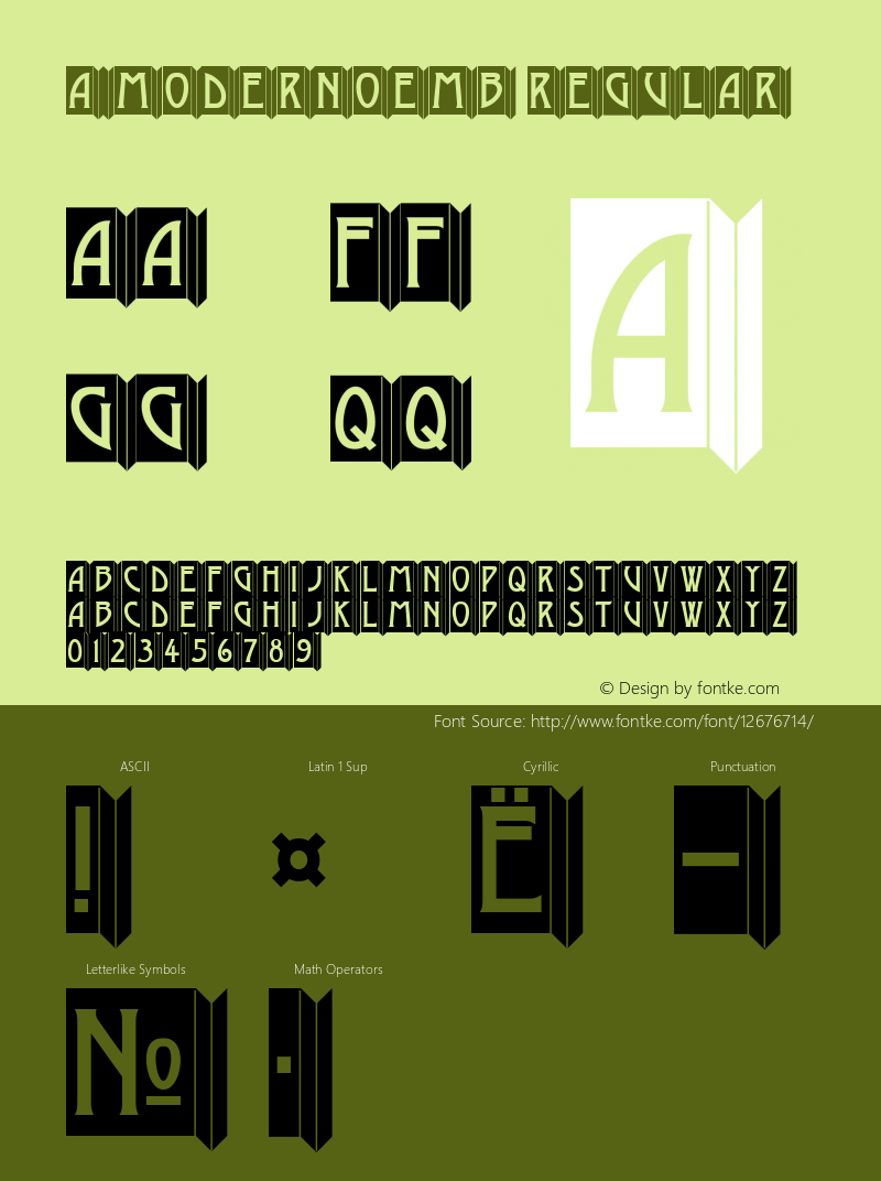 a_ModernoEmb Regular 01.02 Font Sample