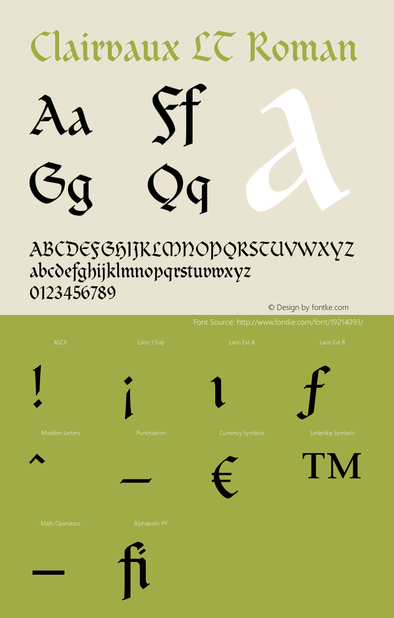 Clairvaux LT Version 006.000 Font Sample