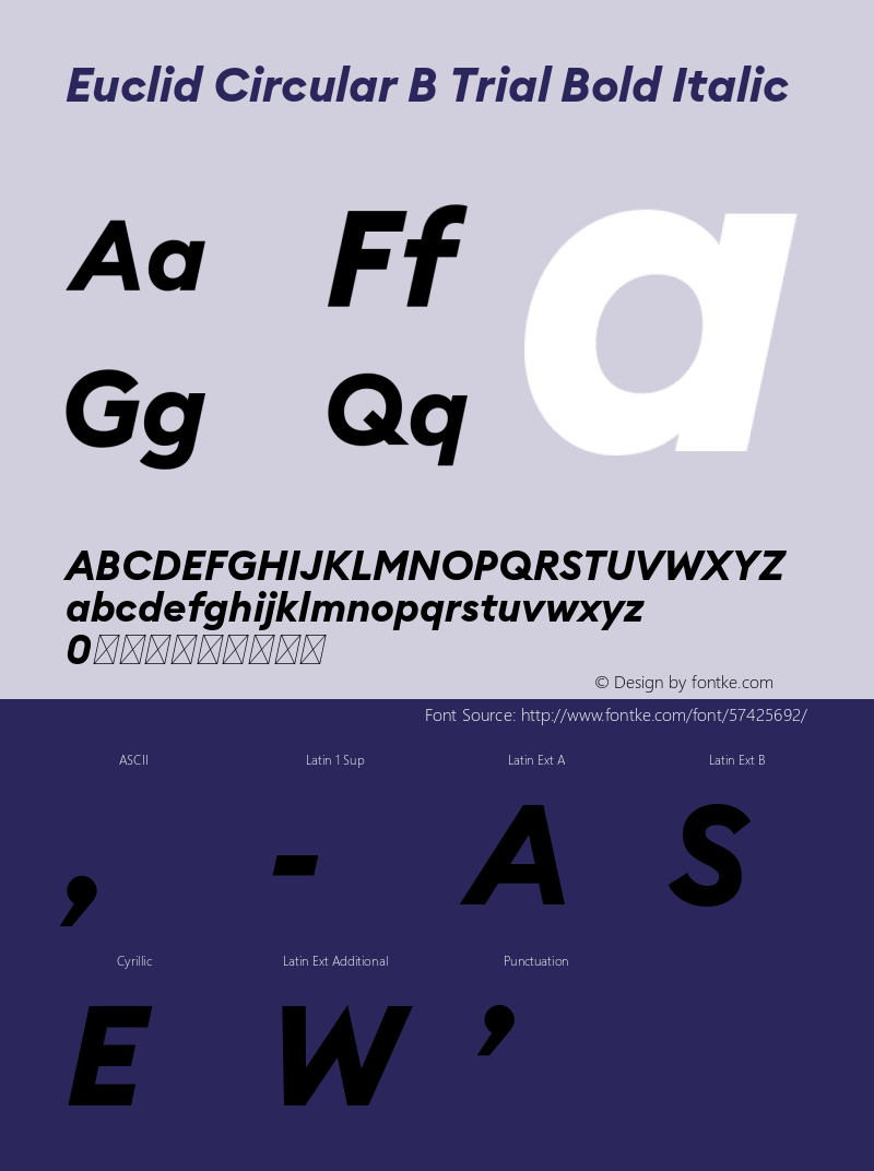 Euclid Circular B Trial Bold Italic Version 3.001 Font Sample