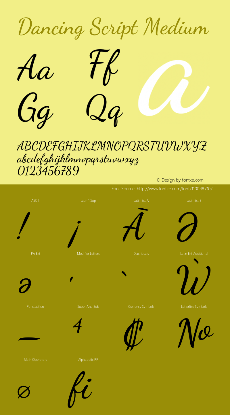 Dancing Script Medium Version 2.000 Font Sample