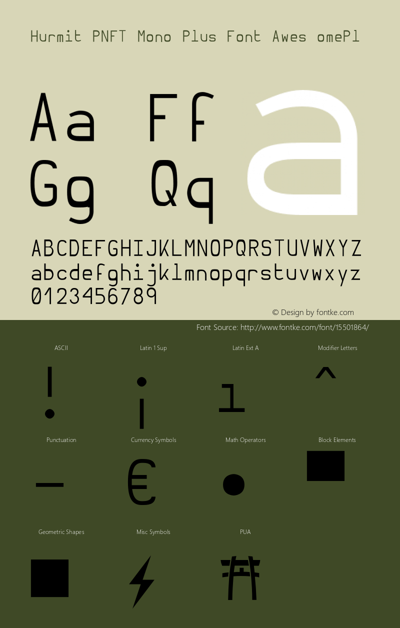 Hurmit PNFT Mono Plus Font Awes omePl Version 0.4.0 Font Sample