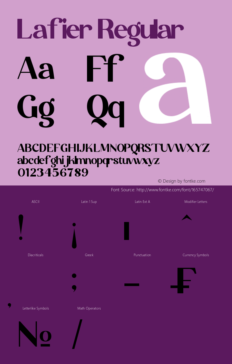 Lafier Version 1.00;June 6, 2021;FontCreator 12.0.0.2525 64-bit Font Sample