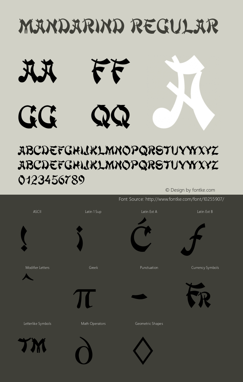 MandarinD Regular Version 001.005 Font Sample