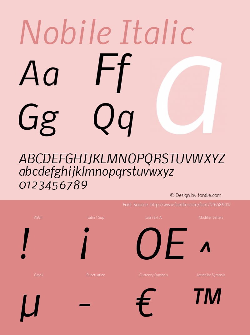 Nobile Italic Version 1.000;PS 001.000;hotconv 1.0.38 Font Sample