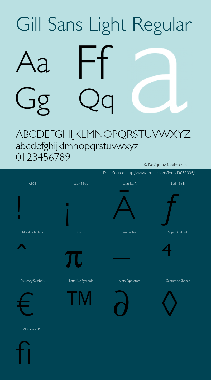 Gill Sans Light Regular 19: 13870: 1998 Font Sample