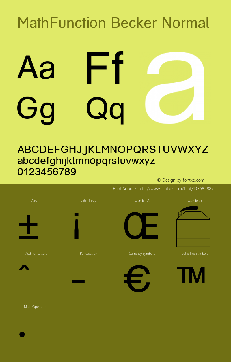 MathFunction Becker Normal 1.0 Mon Mar 02 07:33:46 1998 Font Sample