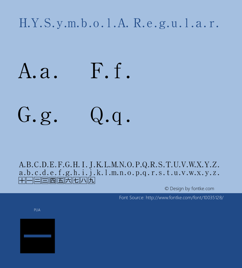 HYSymbolA Regular Version 1.00 Font Sample