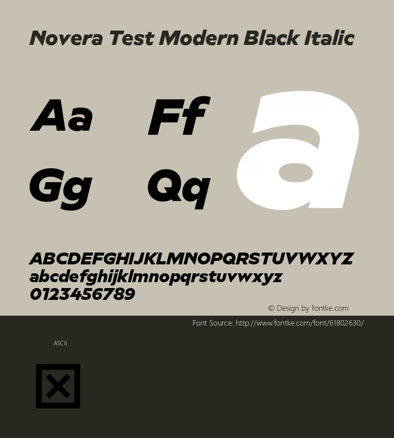 Novera Test Modern Black Italic Version 1.000;hotconv 1.0.109;makeotfexe 2.5.65596 Font Sample