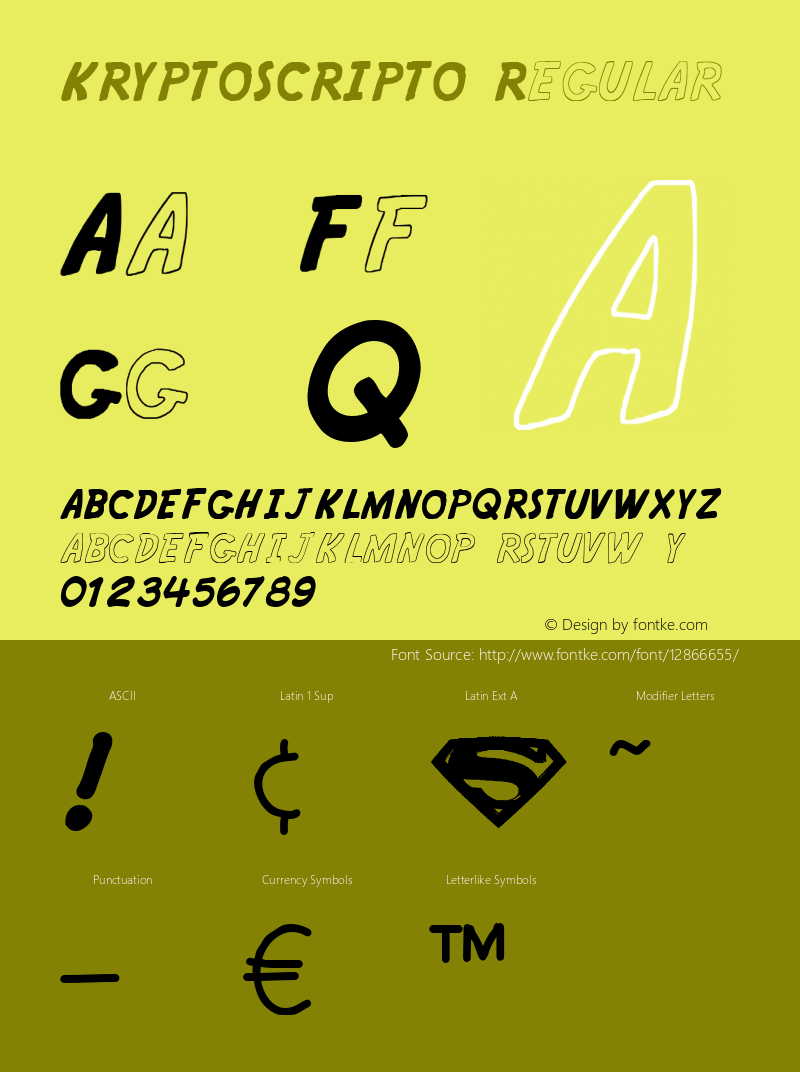 KRYPTOSCRIPTO Regular Version 1.005 Font Sample