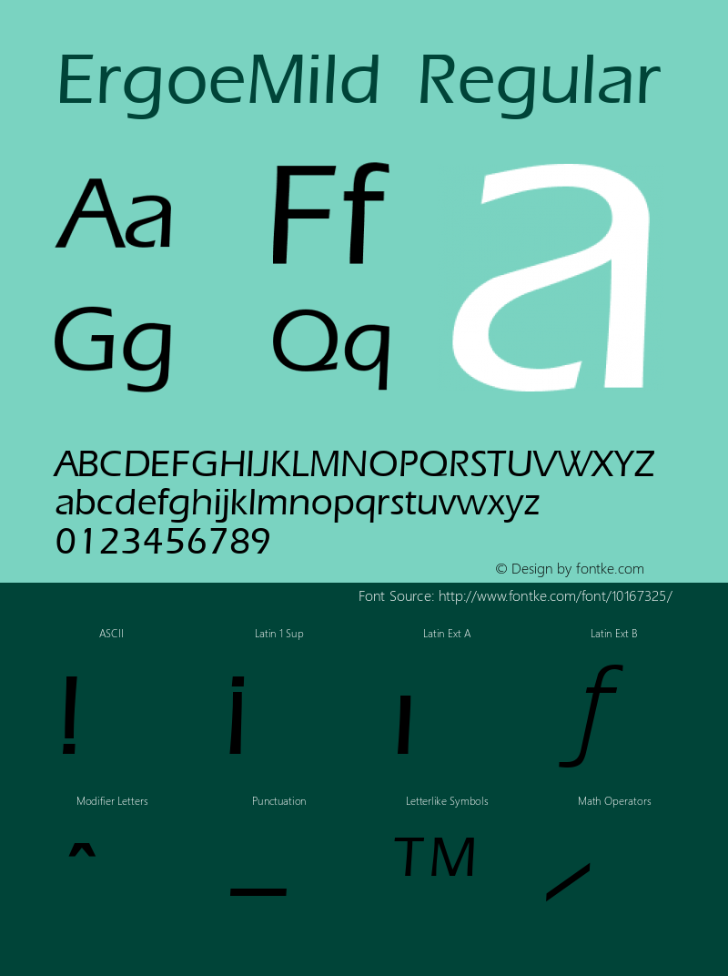 ErgoeMild Regular The IMSI MasterFonts Collection, tm 1995, 1996 IMSI (International Microcomputer Software Inc.) Font Sample