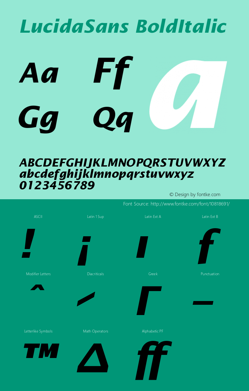 LucidaSans BoldItalic Version 001.000 Font Sample