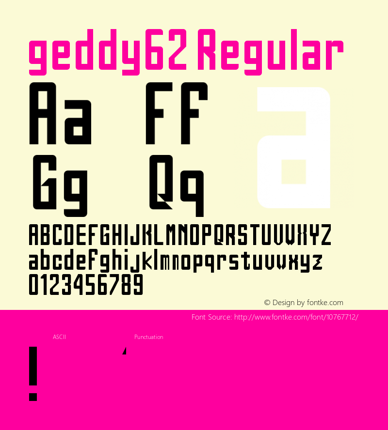 geddy62 Regular Version 1.0 Font Sample