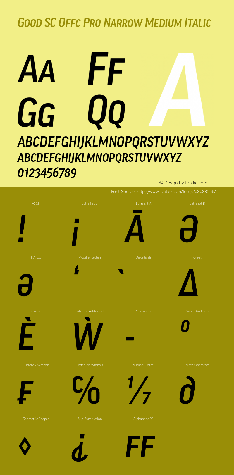 Good SC Offc Pro Narr Medium Italic Version 7.504; 2014; Build 1020图片样张