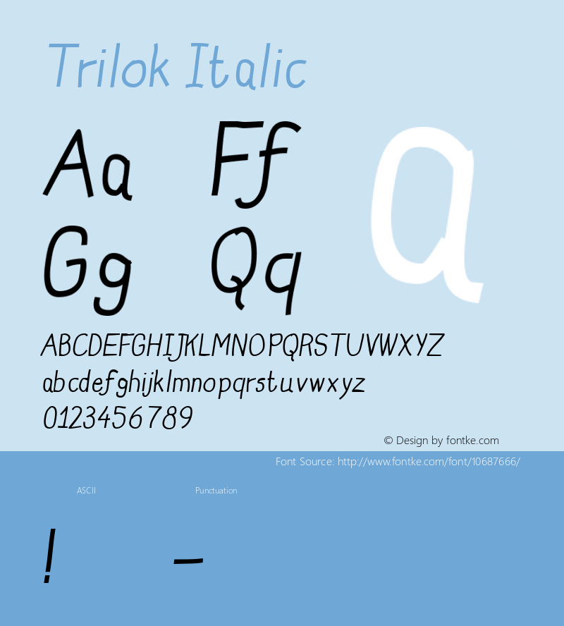 Trilok Italic Version 2.00 Font Sample