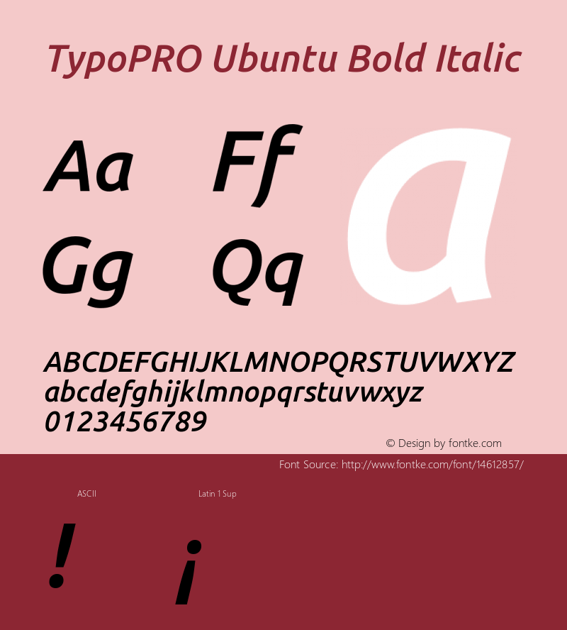 TypoPRO Ubuntu Bold Italic Version 0.80 Font Sample