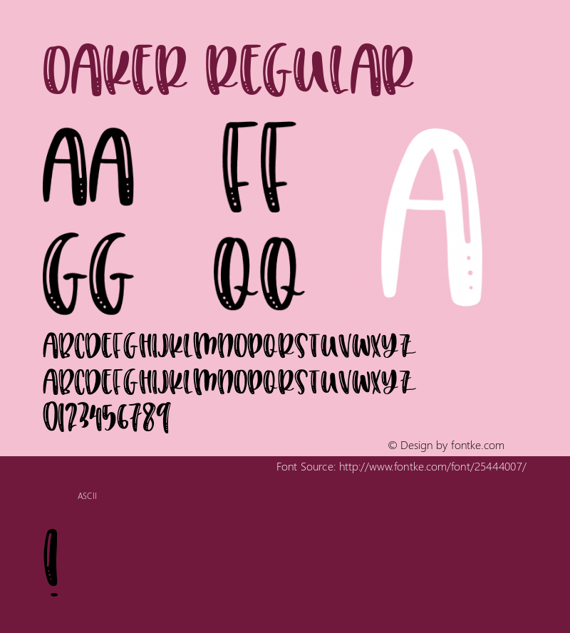 Oaker Regular Version 1.000;PS 001.000;hotconv 1.0.88;makeotf.lib2.5.64775 Font Sample