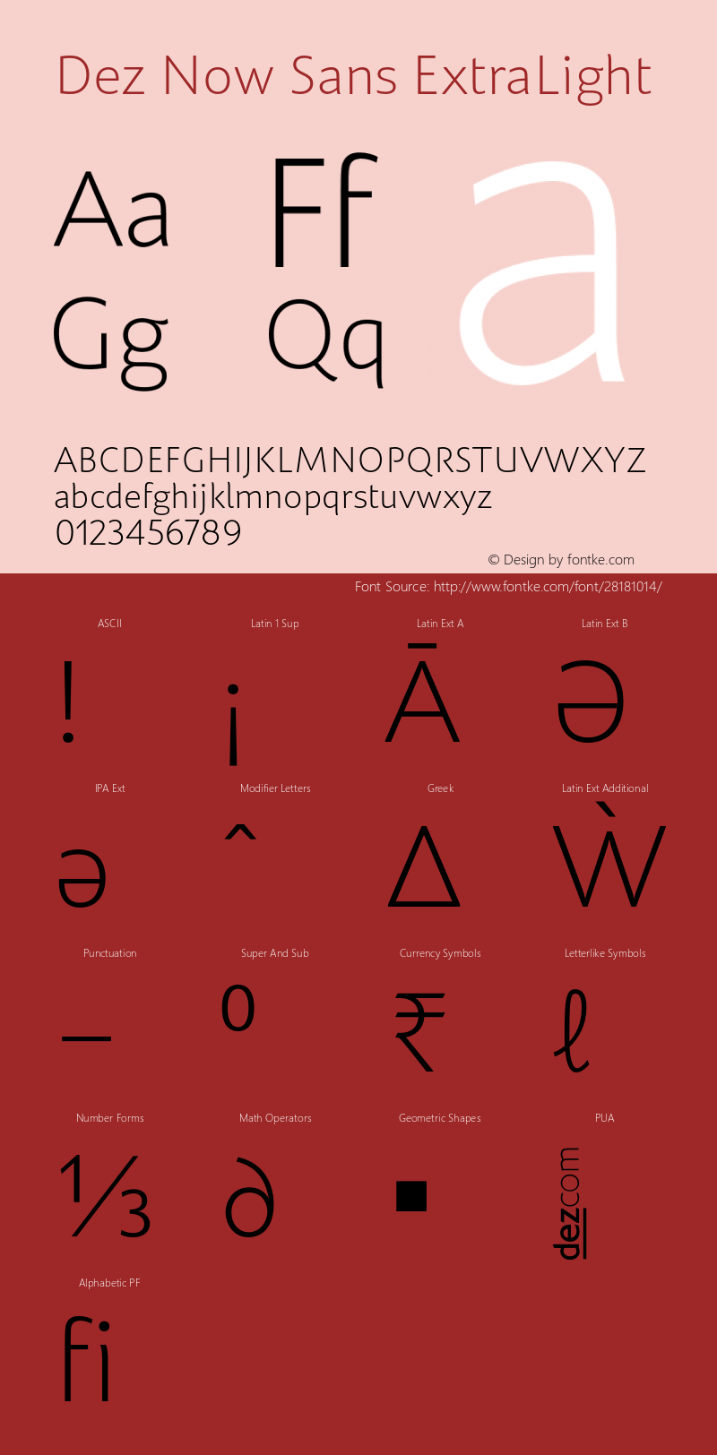 DezNowSans-ExtraLight Version 16.100 Font Sample