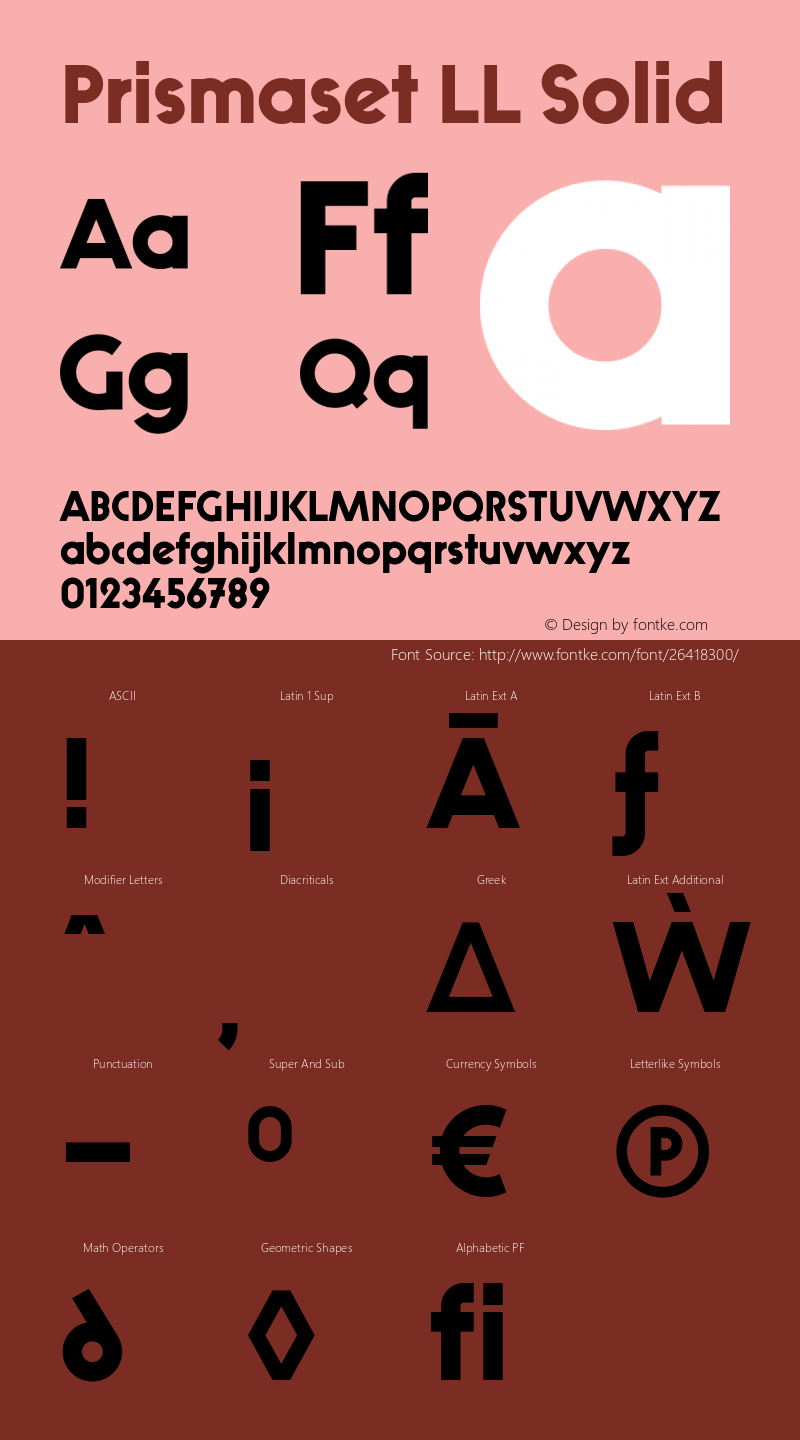 PrismasetLL-Solid Version 3.001 Font Sample