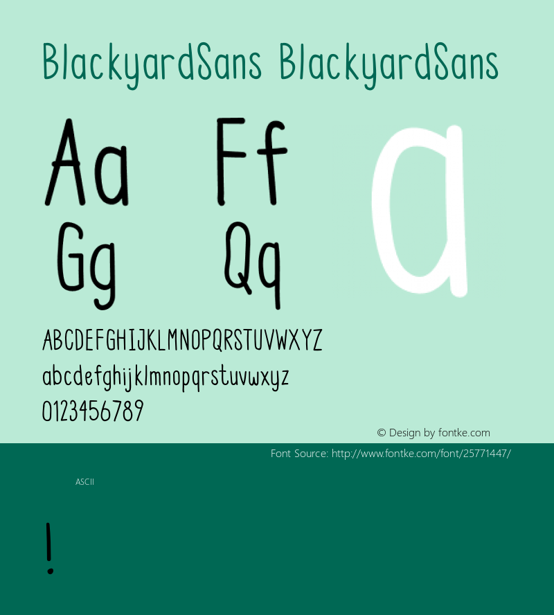 BlackyardSans Version 001.000 Font Sample