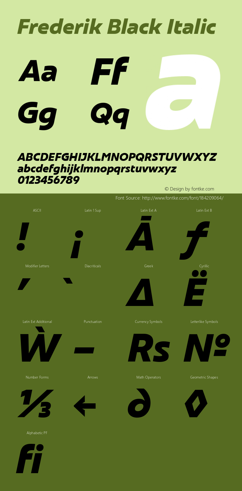 Frederik-BlackItalic Version 1.000 | wf-rip DC20190415图片样张