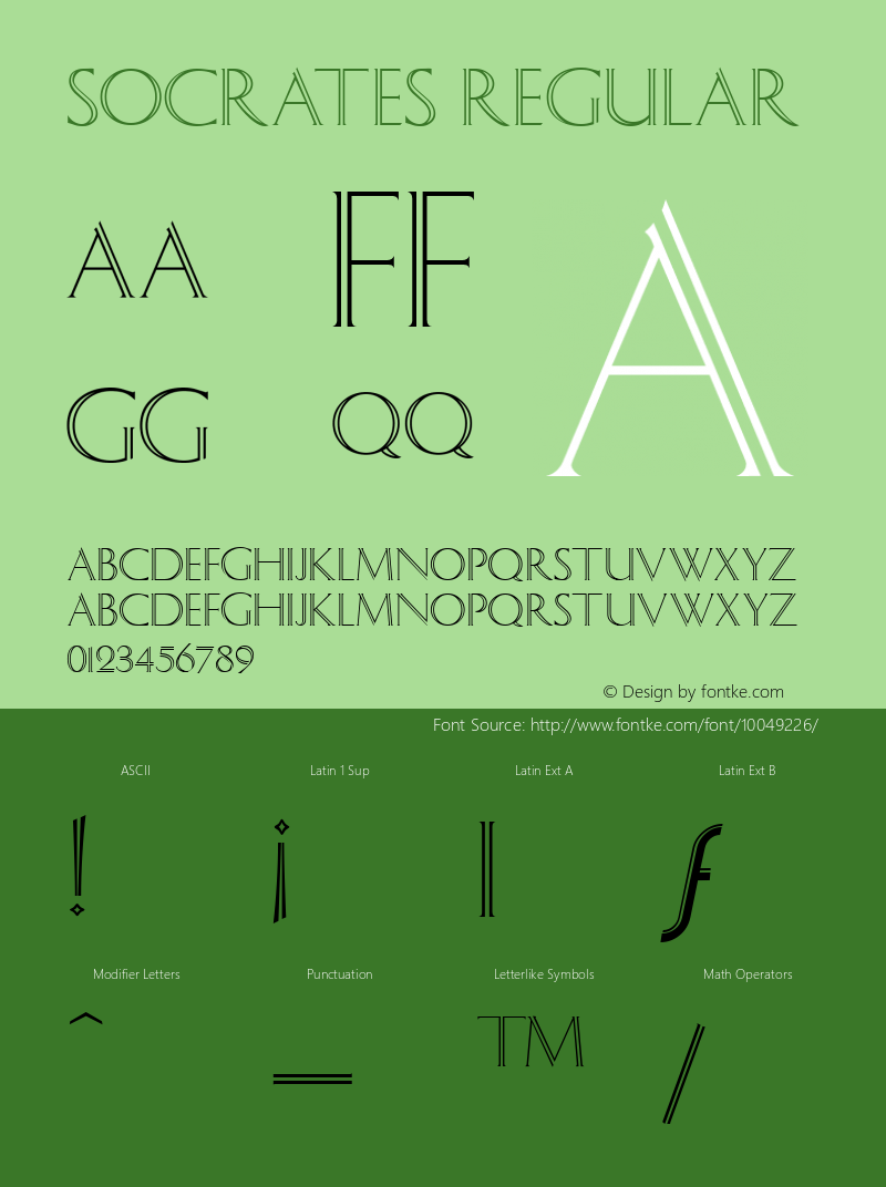 Socrates Regular W.S.I. Int'l v1.1 for GSP: 6/20/95 Font Sample