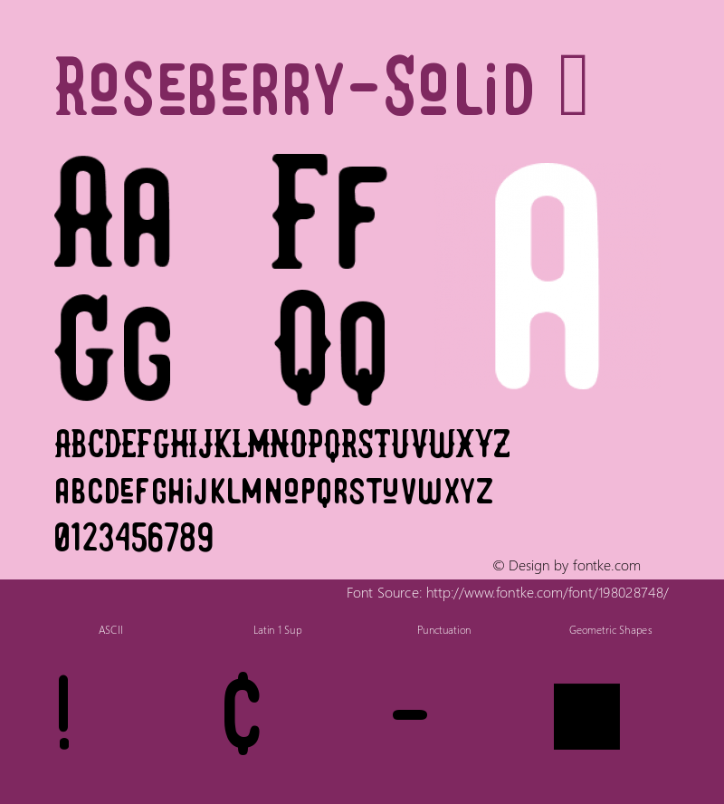 ☞Roseberry-Solid Version 1.00; ttfautohint (v1.5);com.myfonts.easy.me55enjah.the-roseberry.solid.wfkit2.version.56X4图片样张