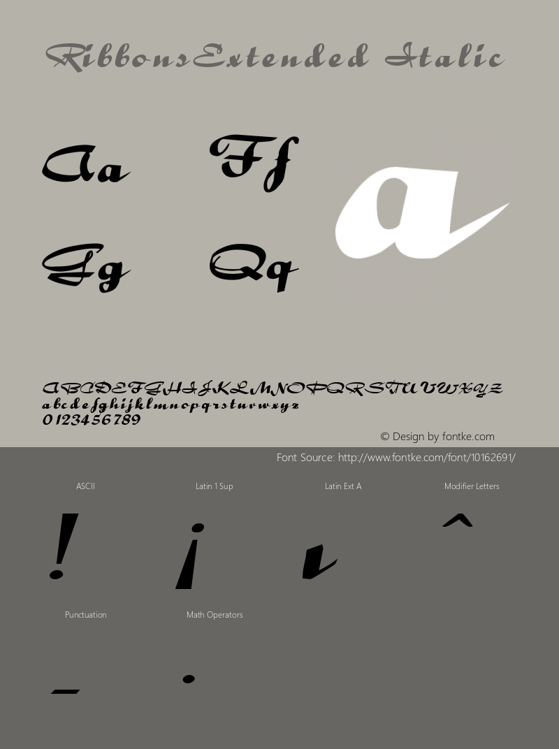 RibbonsExtended Italic Rev. 003.000 Font Sample