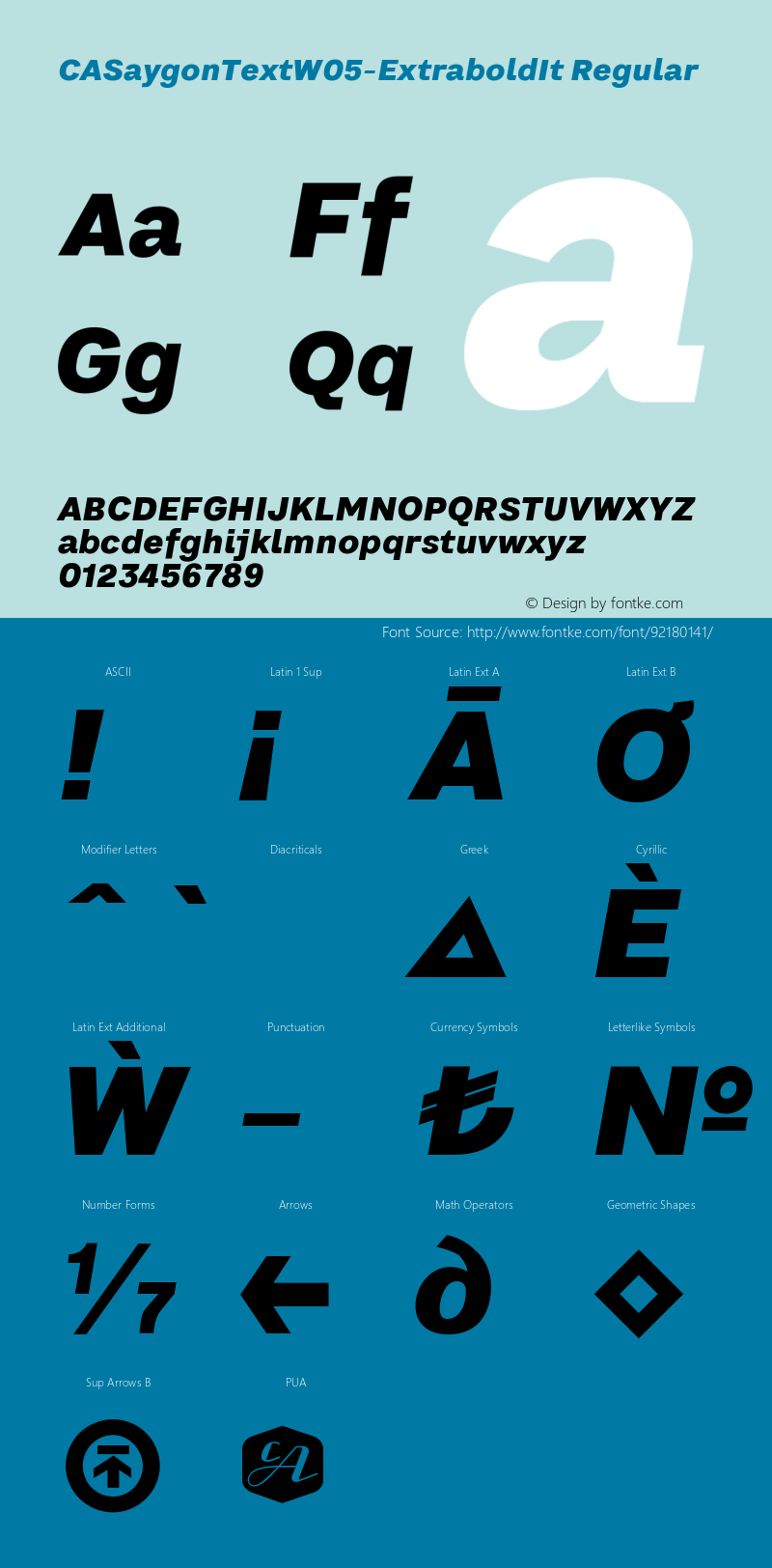 CA SaygonText W05 Extrabold It Version 1.047 Font Sample