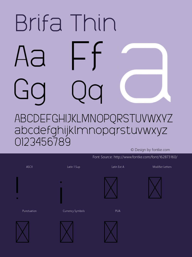 Brifa Thin Version 1.003;Fontself Maker 3.5.4 Font Sample