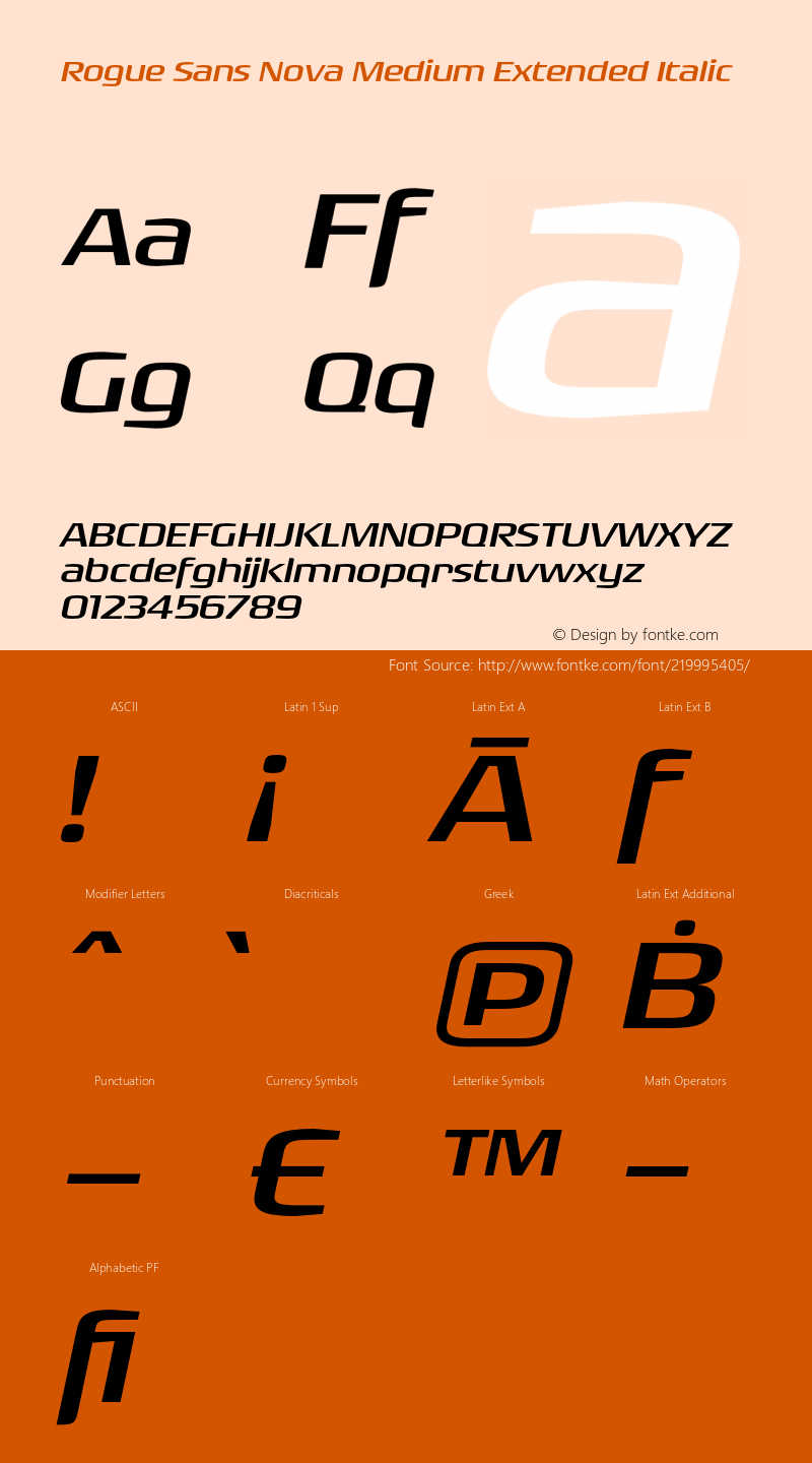 Rogue Sans Nova Medium Extended Italic Version 4.000;PS 004.000;hotconv 1.0.88;makeotf.lib2.5.64775图片样张
