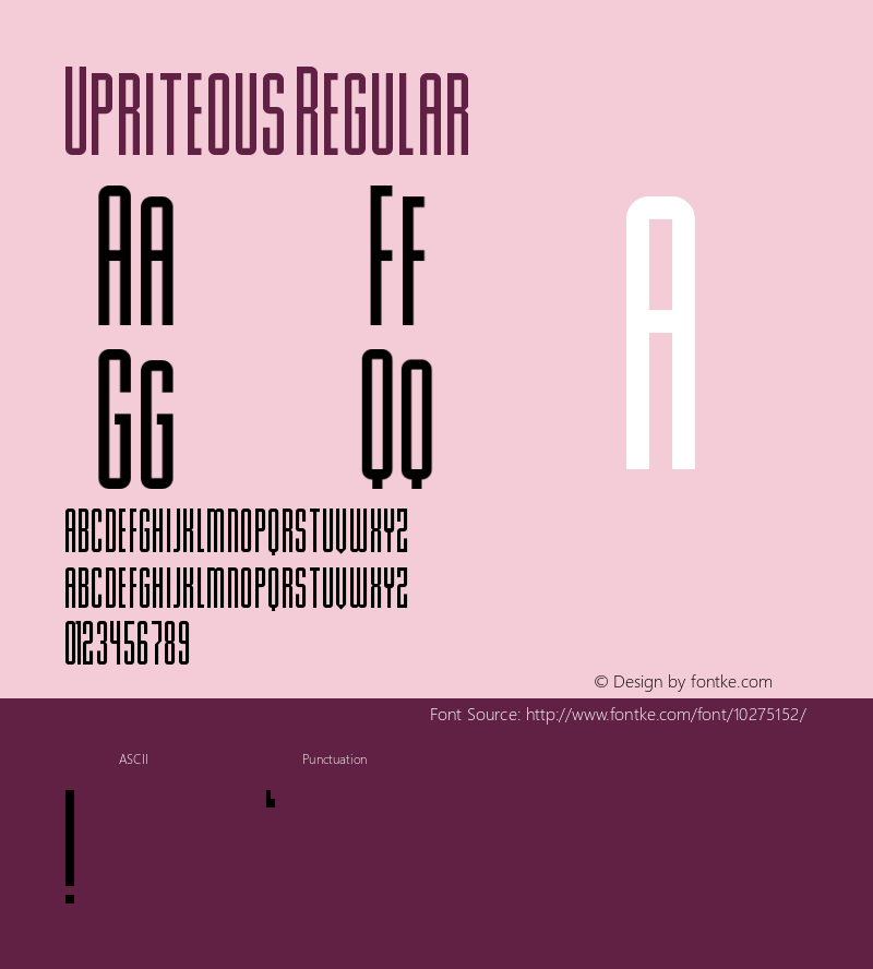 Upriteous Regular Version 1.0 Font Sample