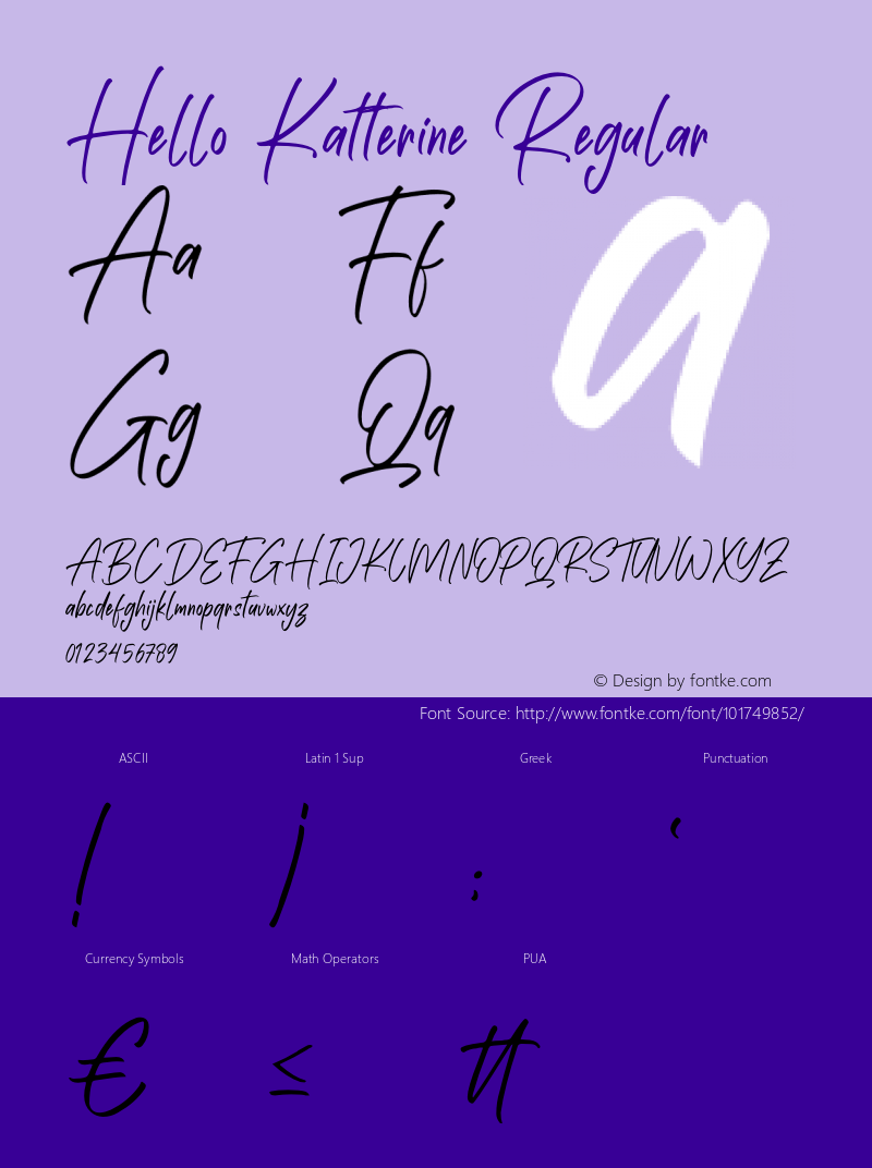 Hello Katterine Version 1.00;January 5, 2021;FontCreator 11.5.0.2430 32-bit Font Sample