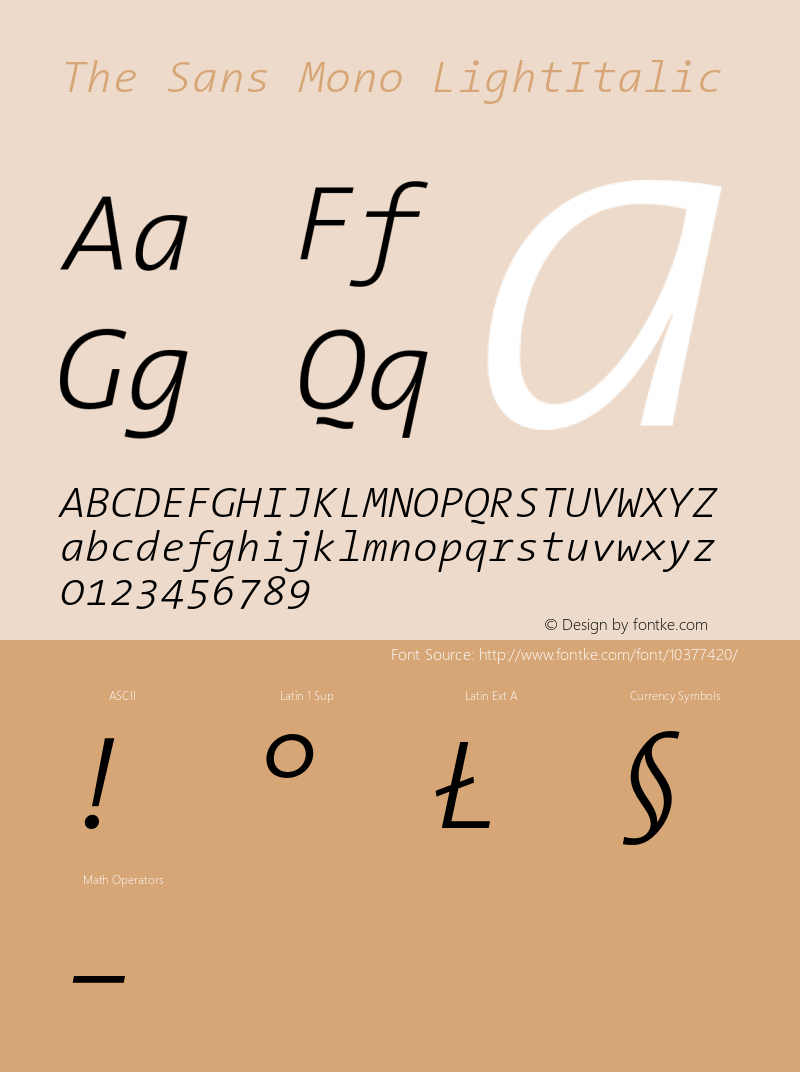 The Sans Mono LightItalic Version 001.000 Font Sample