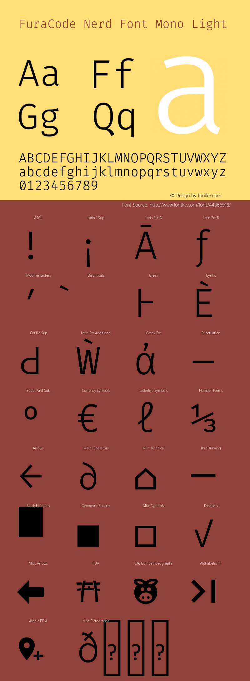 Fura Code Light Nerd Font Complete Mono Version 1.206;PS 001.206;hotconv 1.0.88;makeotf.lib2.5.64775 Font Sample