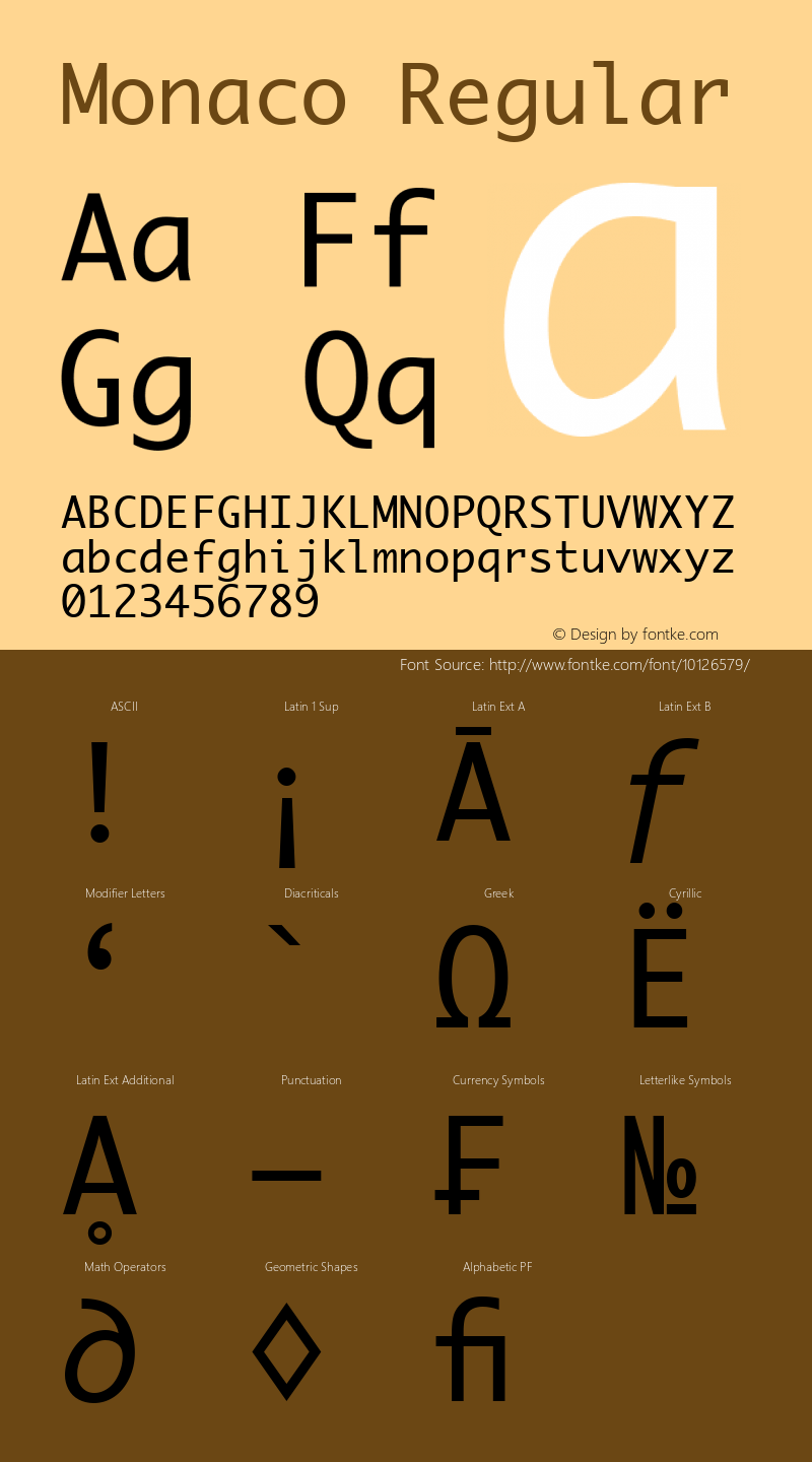 Monaco Regular 4.1d3 Font Sample