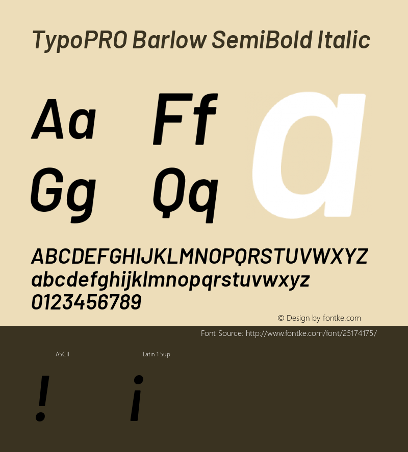 TypoPRO Barlow SemiBold Italic Version 1.301 Font Sample