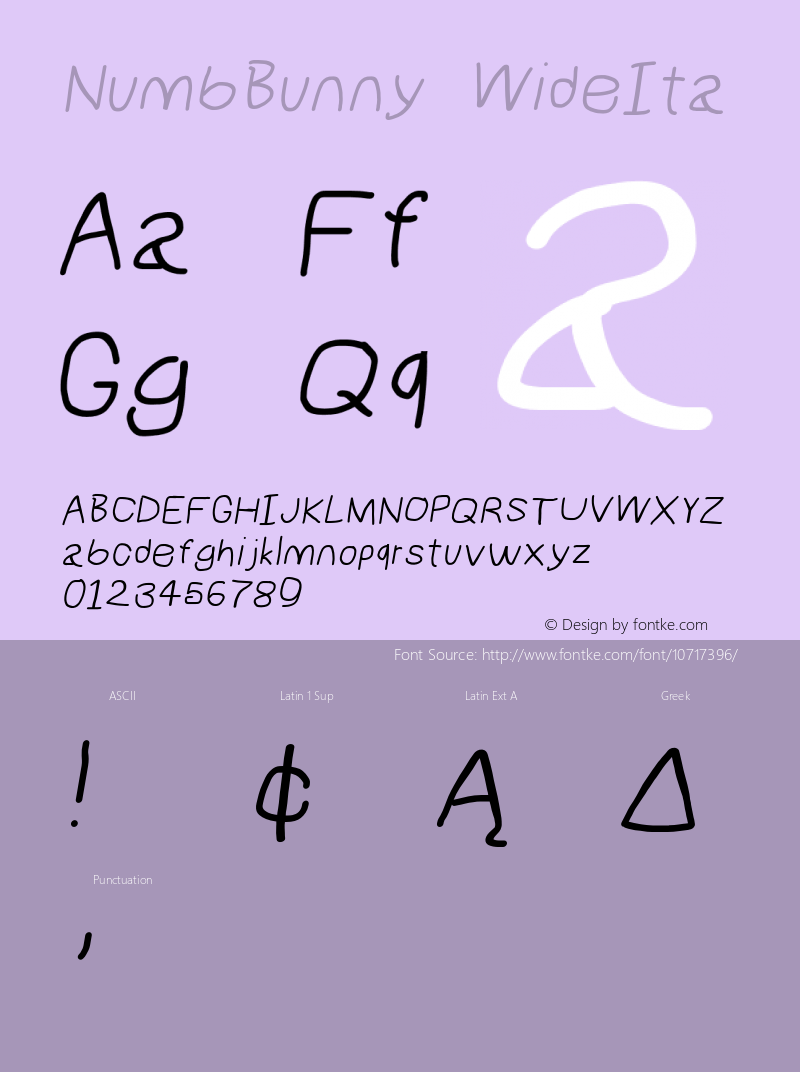 NumbBunny WideIta Version 1.0 Font Sample