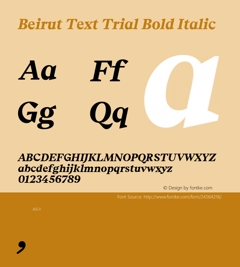 Beirut Text Trial Bold Italic Version 6.000;PS 006.000;hotconv 1.0.88;makeotf.lib2.5.64775 Font Sample