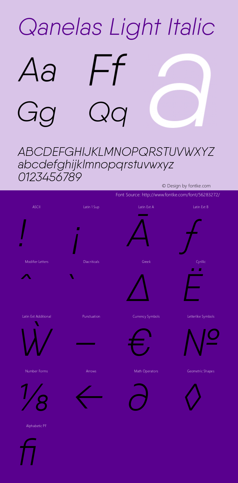 Qanelas-LightItalic Version 1.000;PS 001.000;hotconv 1.0.88;makeotf.lib2.5.64775 Font Sample