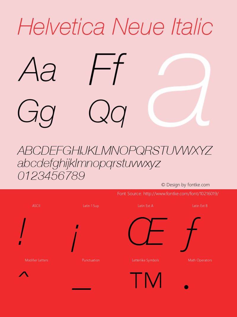 Helvetica Neue Italic Version 1.03 Font Sample