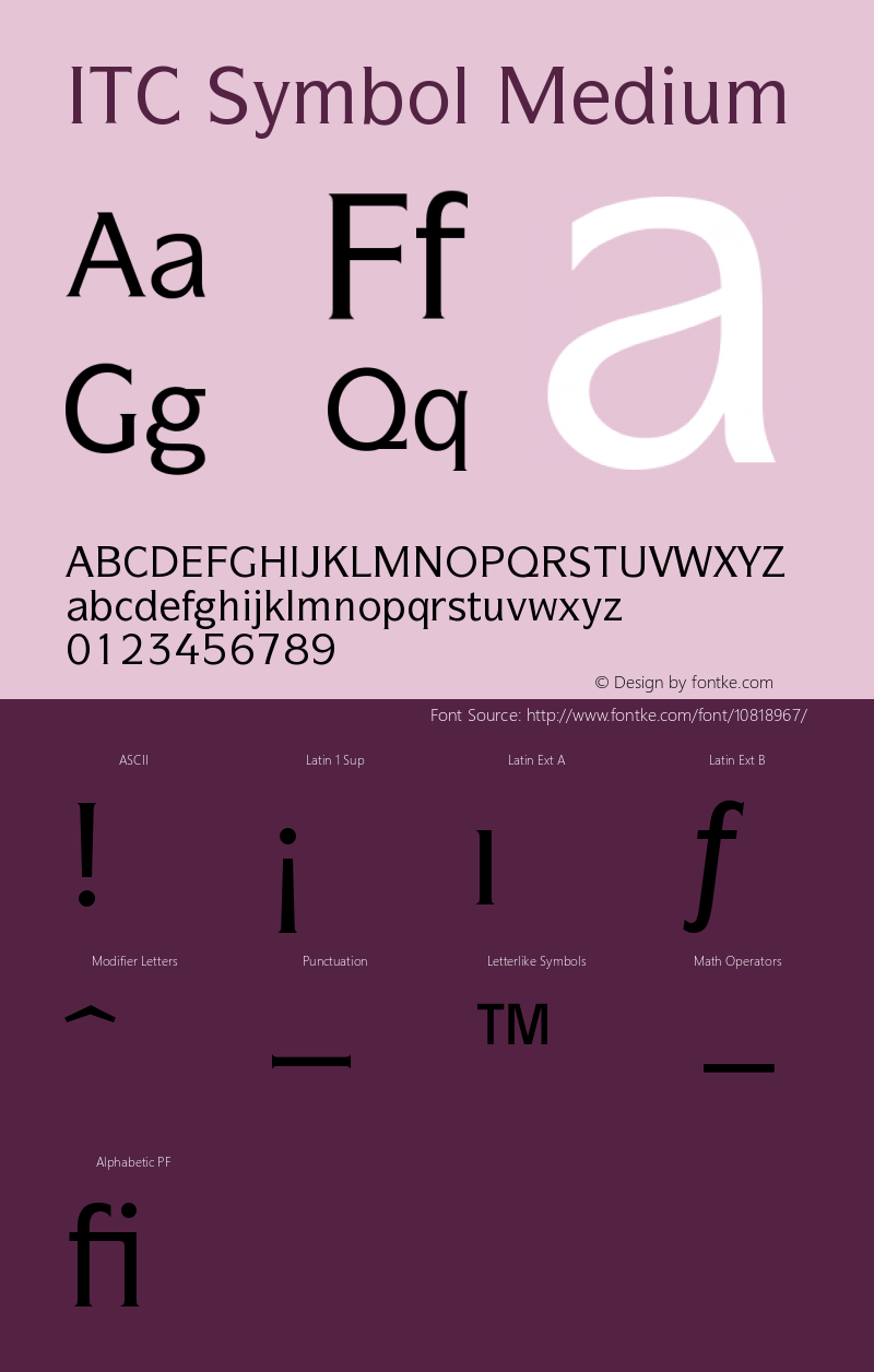 ITC Symbol Medium Version 001.000 Font Sample
