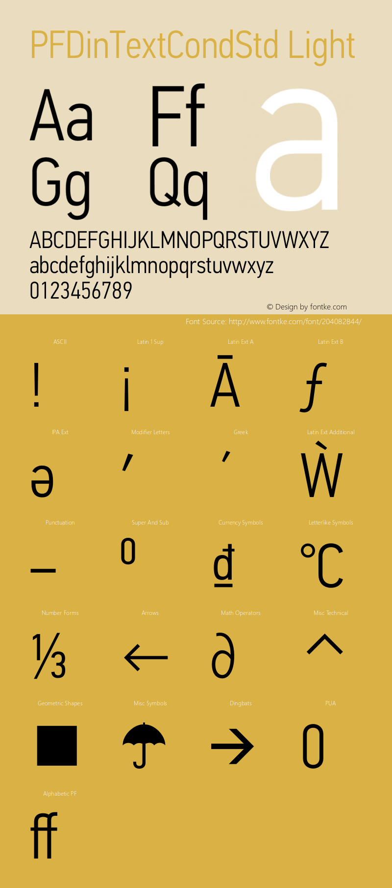 PFDinTextCondStd Light Version 2.00;February 15, 2019;FontCreator 11.5.0.2422 32-bit图片样张