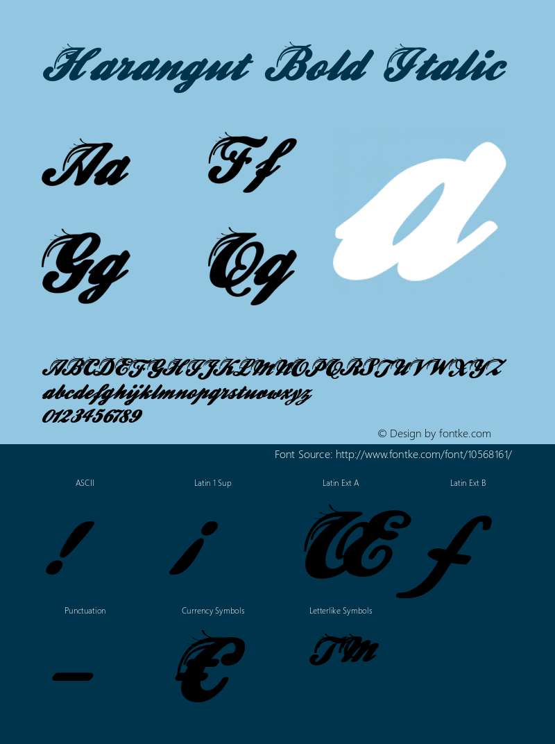 Harangut Bold Italic Version 1.000 Font Sample