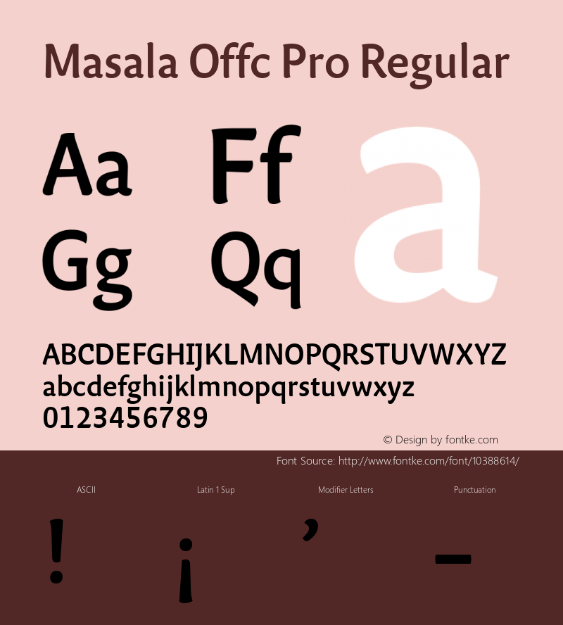 Masala Offc Pro Regular Version 7.504; 2009; Build 1004 Font Sample