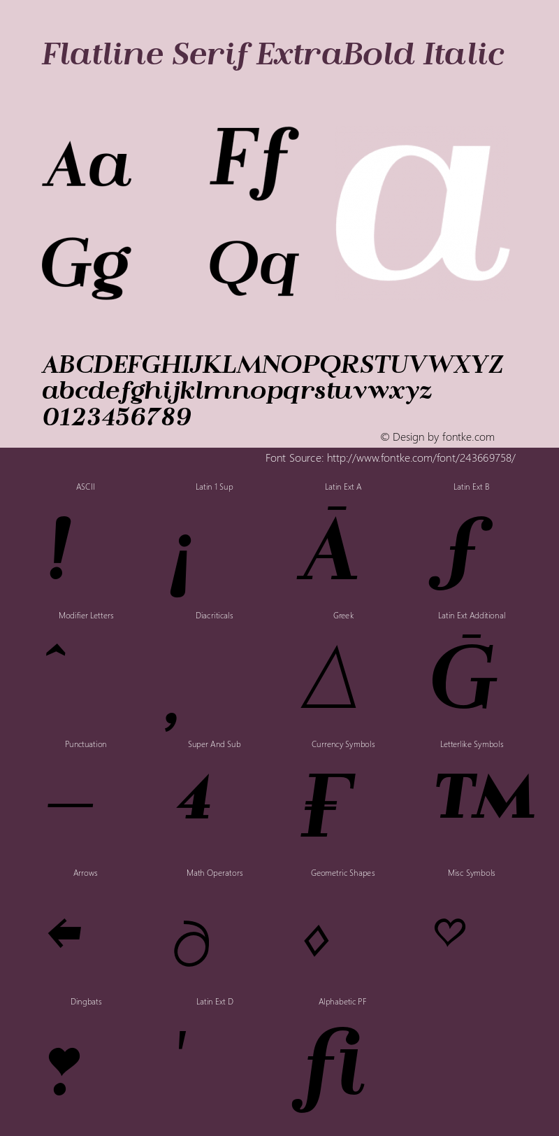 Flatline Serif ExtraBold Italic Version 1.000;FEAKit 1.0图片样张