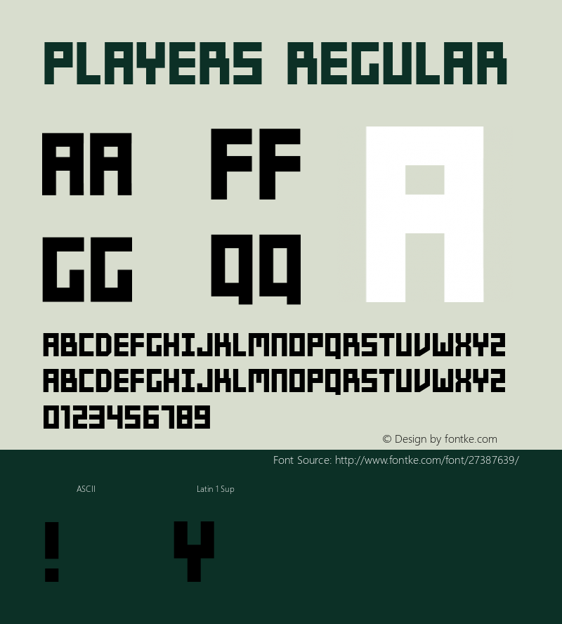 Players Regular Version 1.000 Font Sample