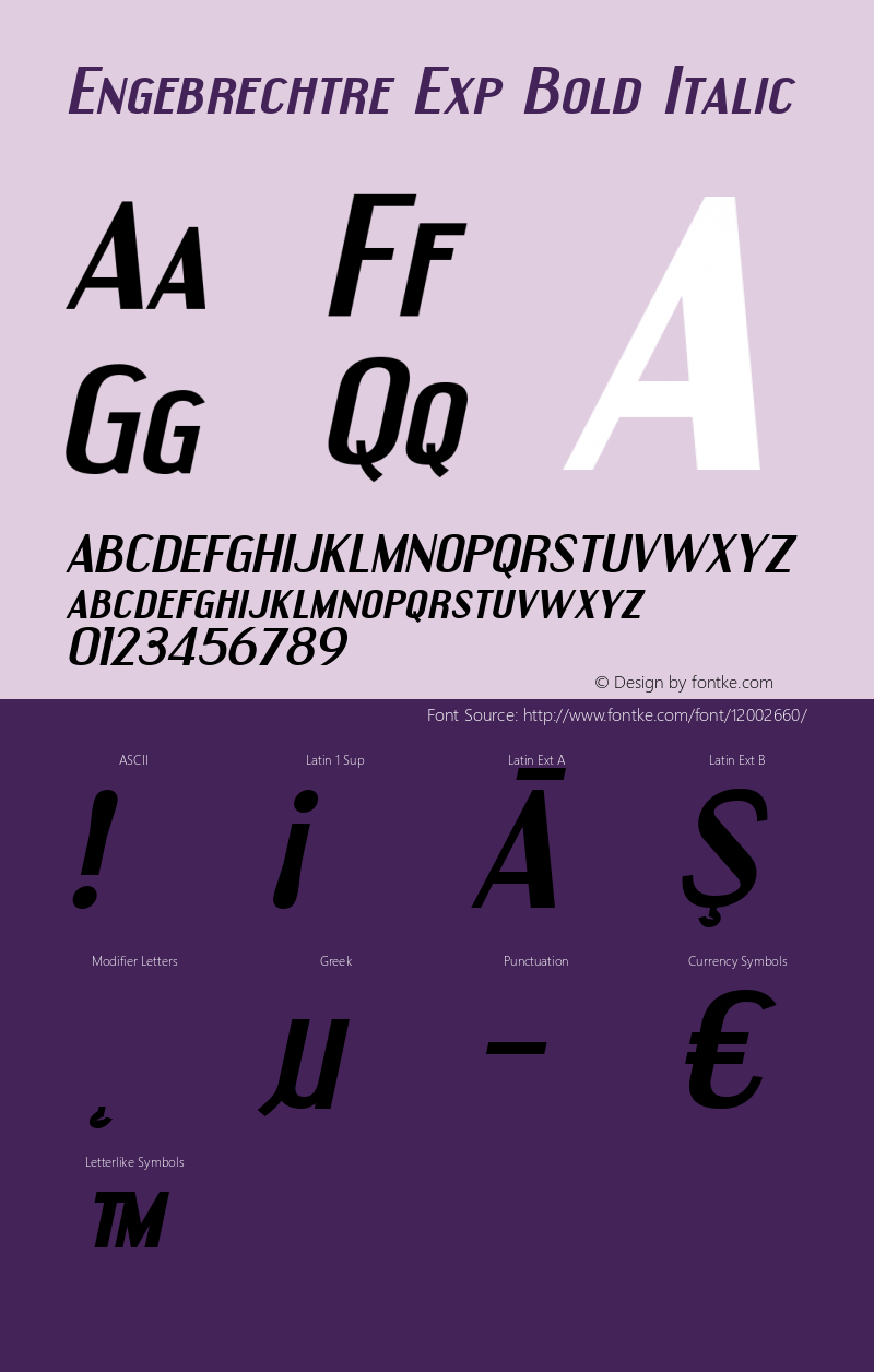 Engebrechtre Exp Bold Italic OTF 3.000;PS 001.001;Core 1.0.29 Font Sample